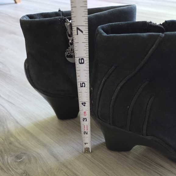 Timberland‎ Baychester Black Leather Suede Ankle Boots Womens 8 Heeled Booties - Picture 13 of 13